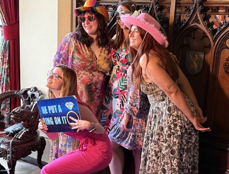 Guests having fun at the Magic Mirror at Allerton Castle