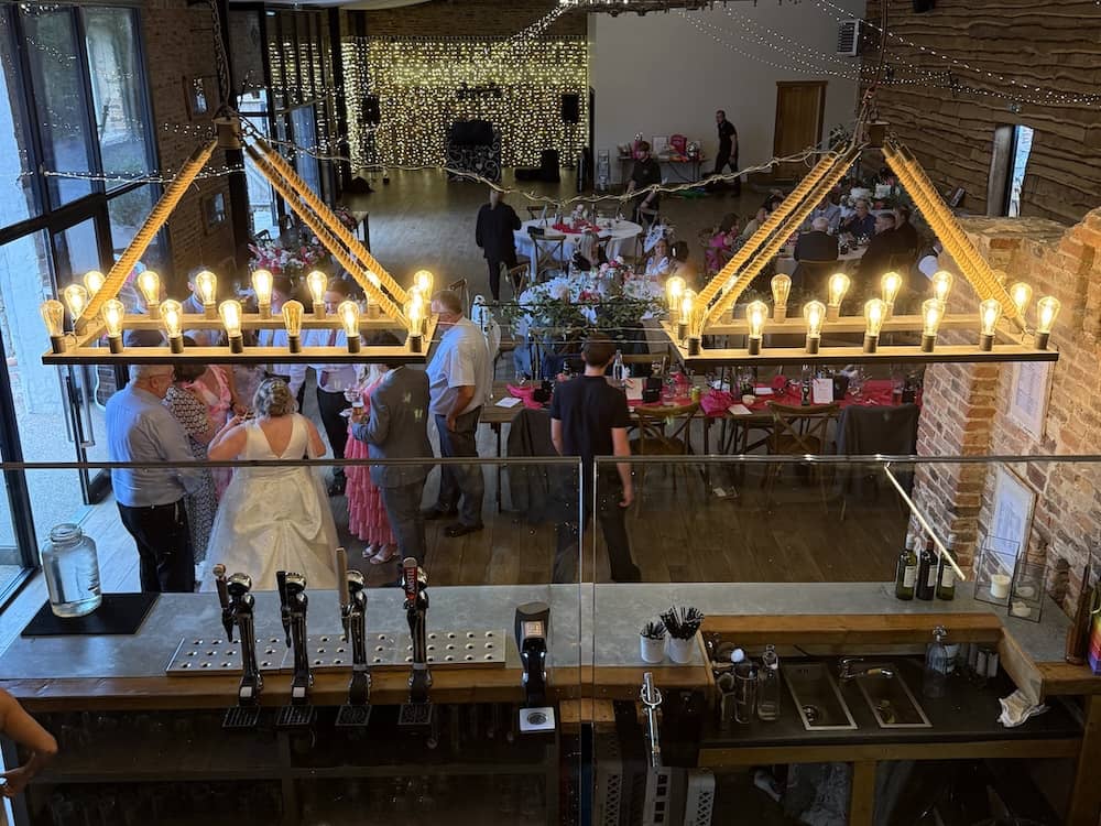 Dancefloor atmosphere at Hornington Manor barn wedding