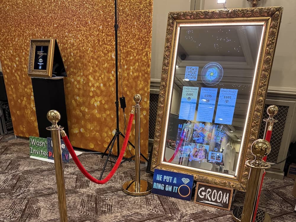 Magic Mirror setup at Oulton Hall wedding reception
