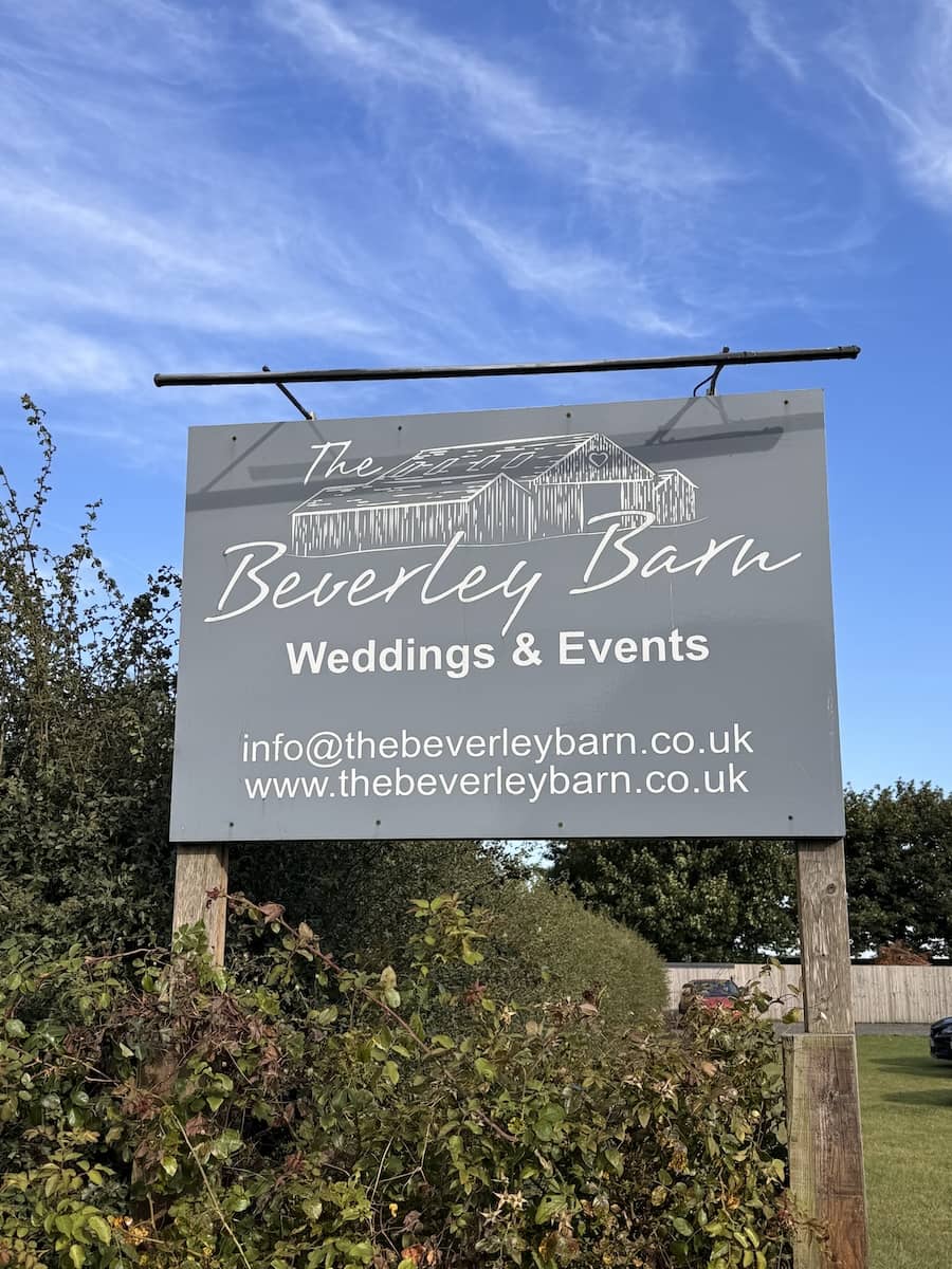 Beverley Barn Wedding Sam & Laura August 2024 Sign