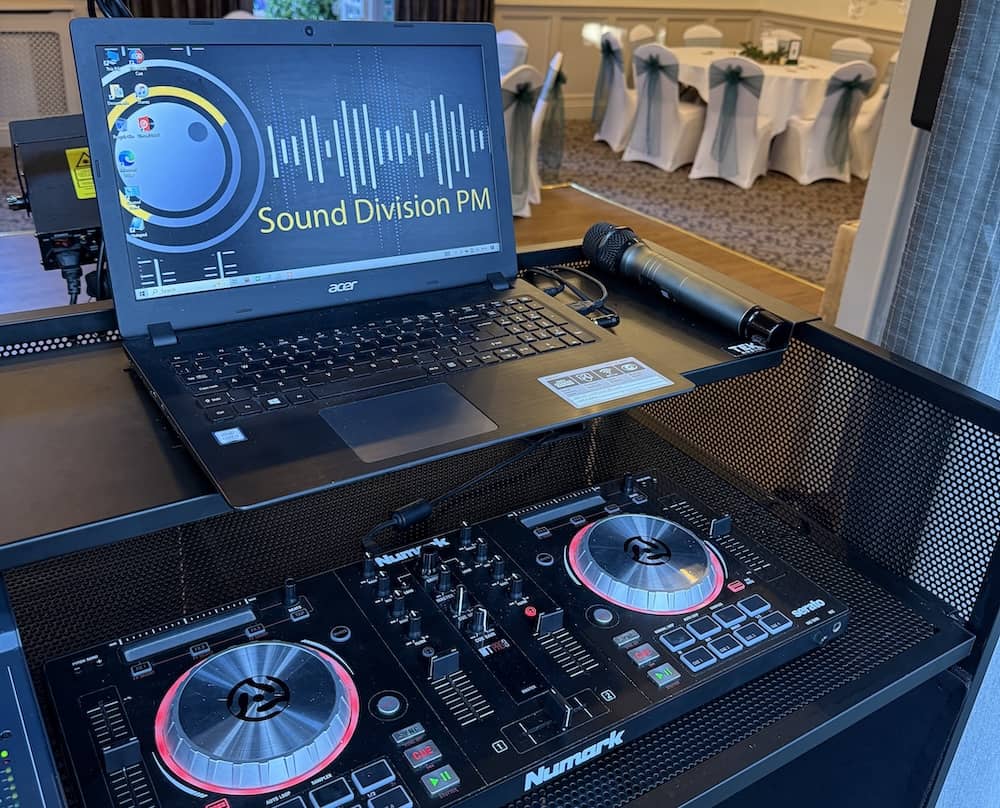 Wedding DJ setup at The Bridge Hotel & Spa Wetherby reception