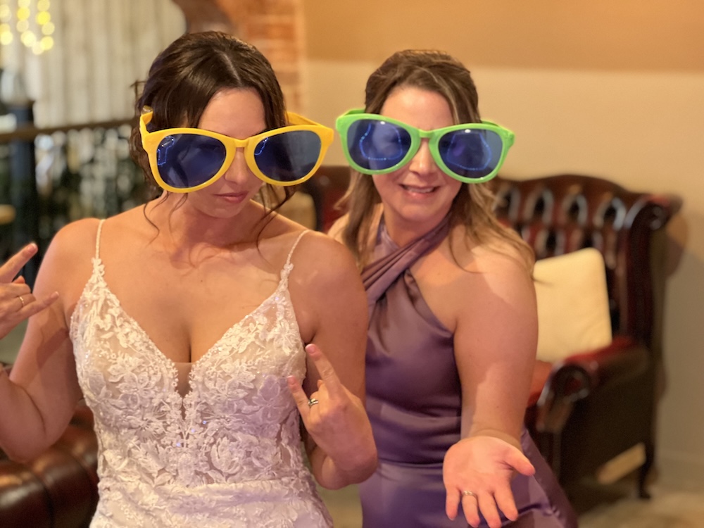 Wedding guests using the Magic Mirror at Cundall Lodge Farm