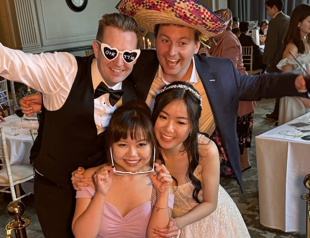 Wedding guests enjoying the Magic Mirror at Hilton Harrogate