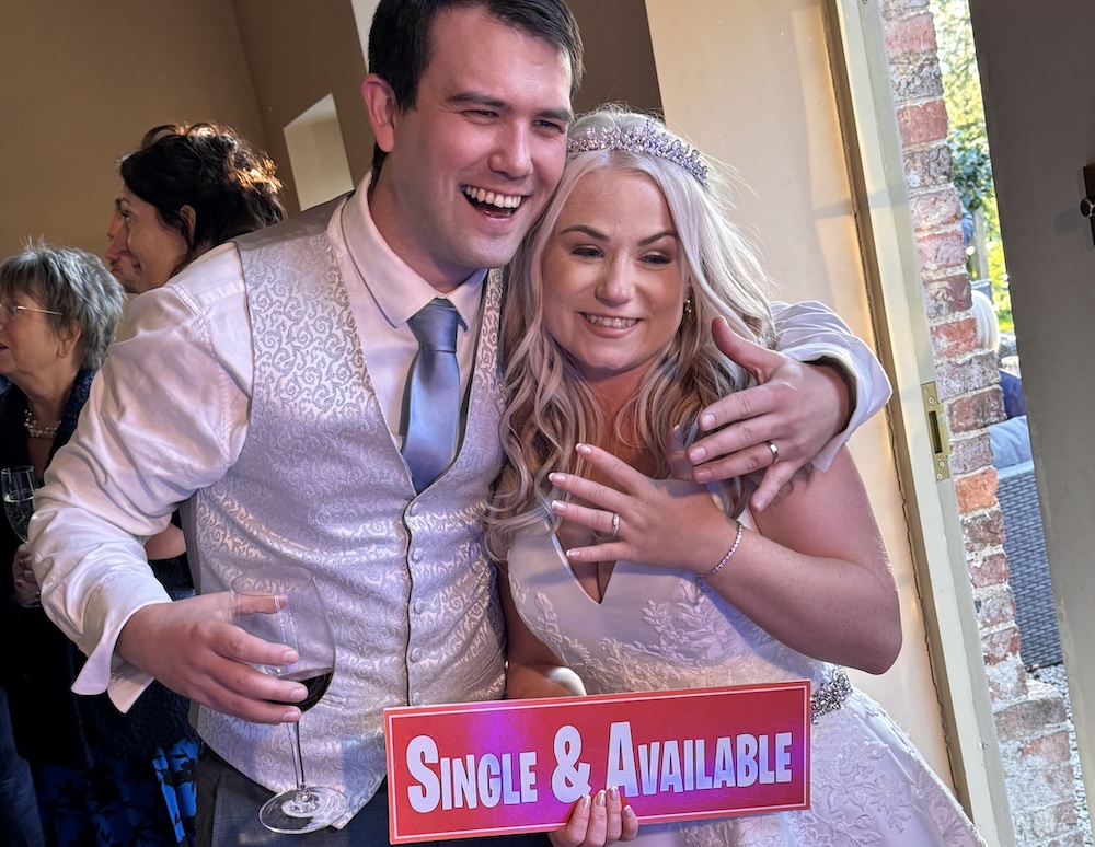 Wedding guests enjoying the Magic Mirror at Howsham Hall