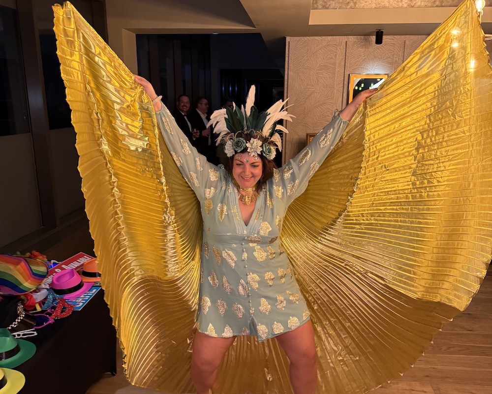 Wedding guests using the Magic Mirror at Malmaison York