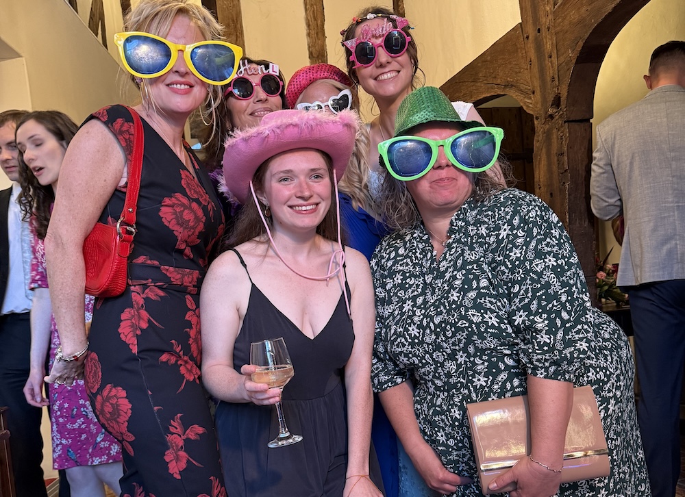 Wedding guests using the Magic Mirror at Merchant Taylors' Hall