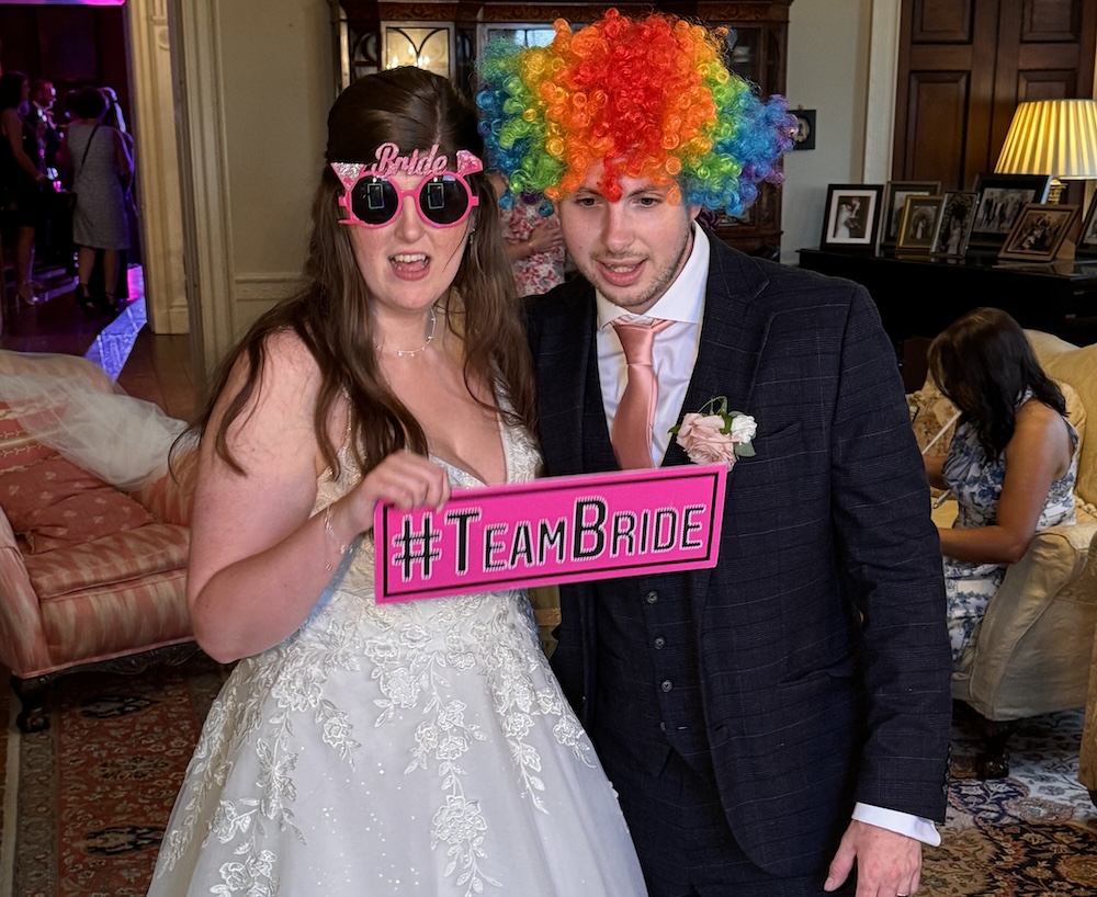 Wedding guests using the Magic Mirror at Ripley Castle