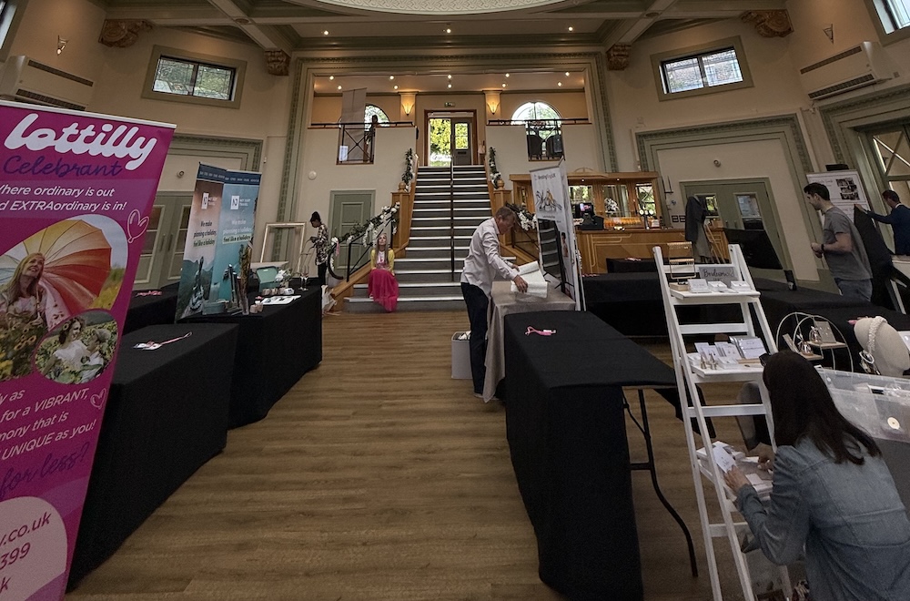 Wedding guests using the Magic Mirror at the Sun Pavilion