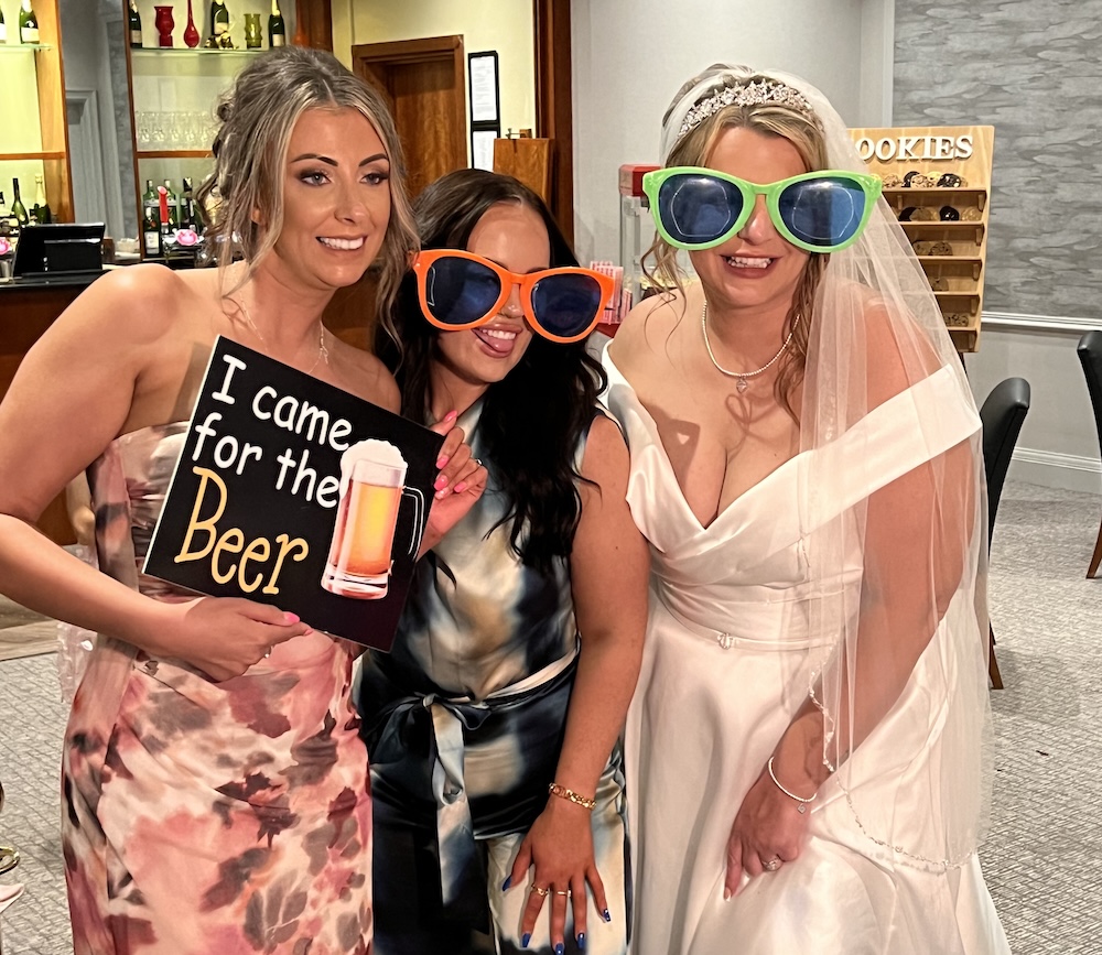 Evening wedding party at Thorpe Park